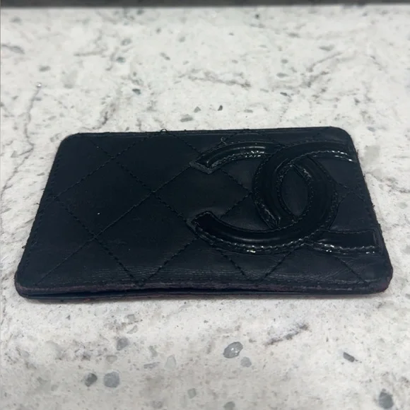 CHANEL Black Quilted Cambon Ligne Card Holder Case Black Slim Wallet  AUTHENTIC - Picture 10 of 12